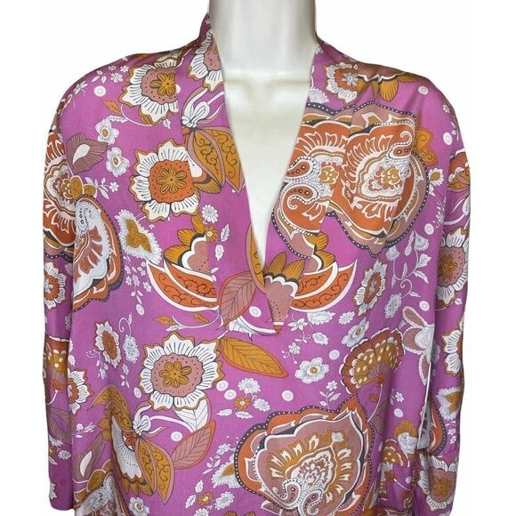 Sigrid Olsen Pink Floral Silk Tunic NWT XS - Picture 2 of 7